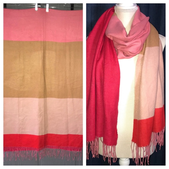 GAP Accessories - Gap large, very soft scarf,  pinks & tan w/ fringe